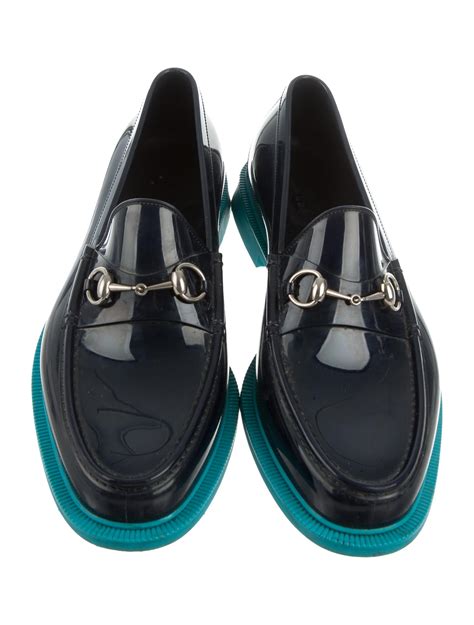 gucci rubber horsebit loafers